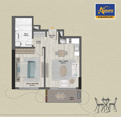 Alliance Brookfield 1+1 FT Daire Planı