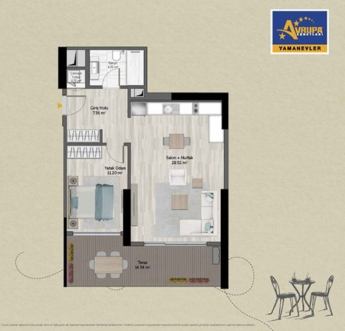 Alliance Brookfield 1+1 GT Daire Planı