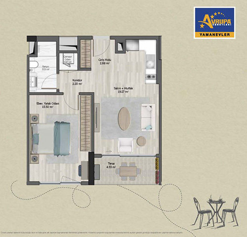Alliance Brookfield 1+1 I Daire Planı
