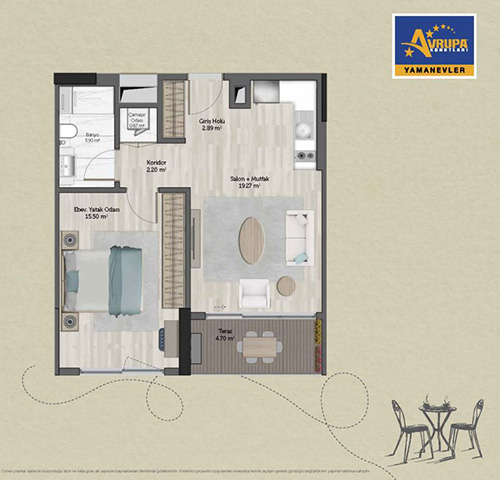 Alliance Brookfield 1+1 IT Daire Planı