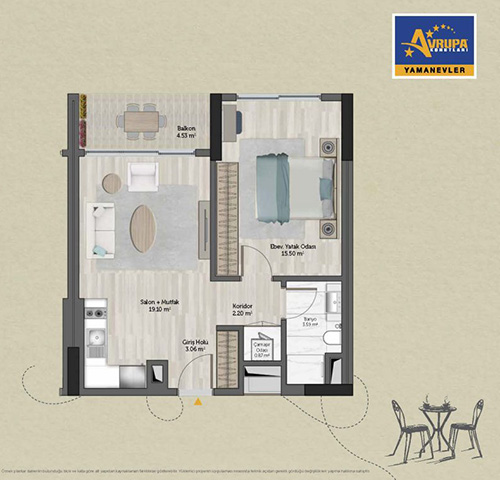 Alliance Brookfield 1+1 J Daire Planı