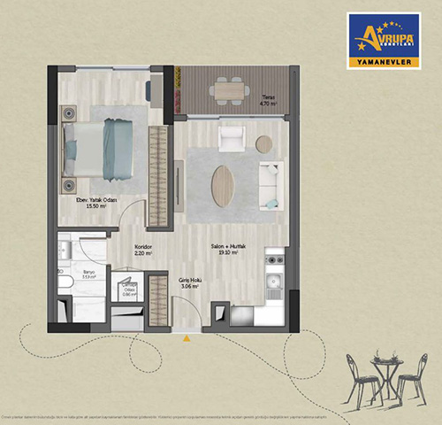 Alliance Brookfield 1+1 JT Daire Planı