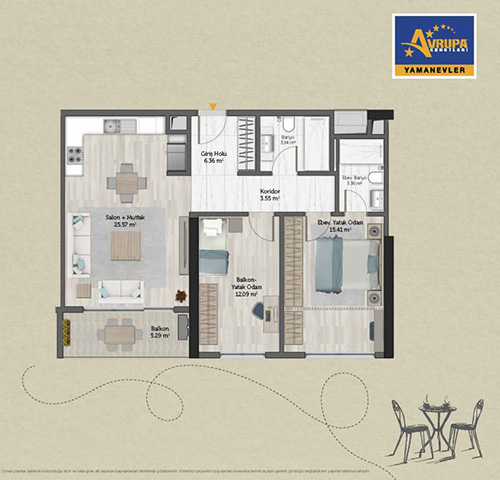 Alliance Brookfield 2+1 A1 Daire Planı