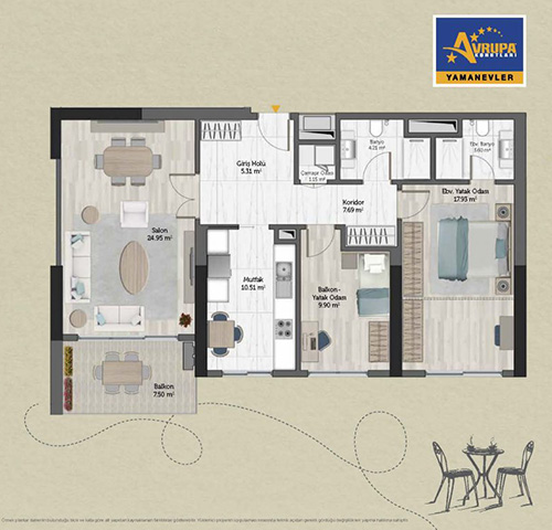 Alliance Brookfield 2+1 G Daire Planı