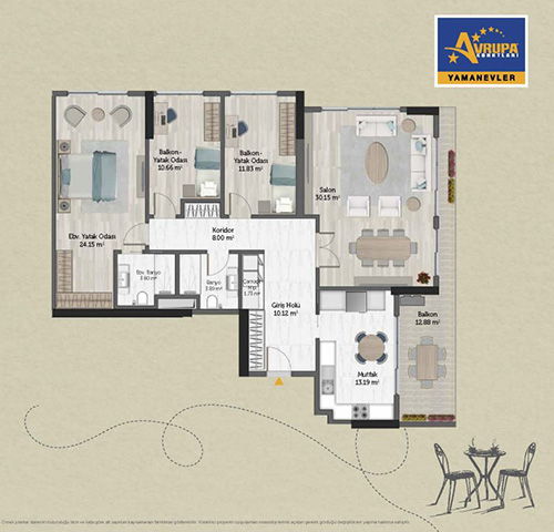 Alliance Brookfield 3+1 A Daire Planı