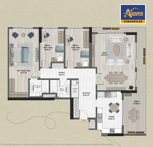 Alliance Brookfield 3+1 A1 Daire Planı