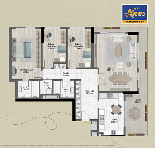 Alliance Brookfield 3+1 B Daire Planı