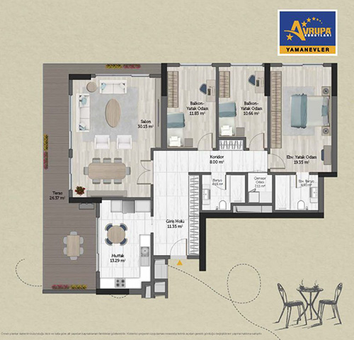 Alliance Brookfield 3+1 BT Daire Planı