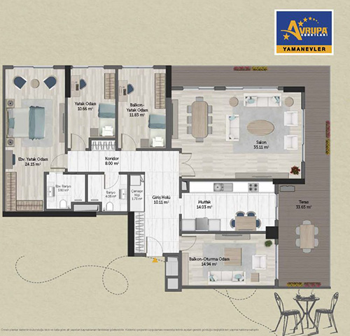 Alliance Brookfield 4+1 AT Daire Planı